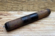 Antique Wooden Turned Needle Case/Carved Banded Design/Sewing Accessories/Treen