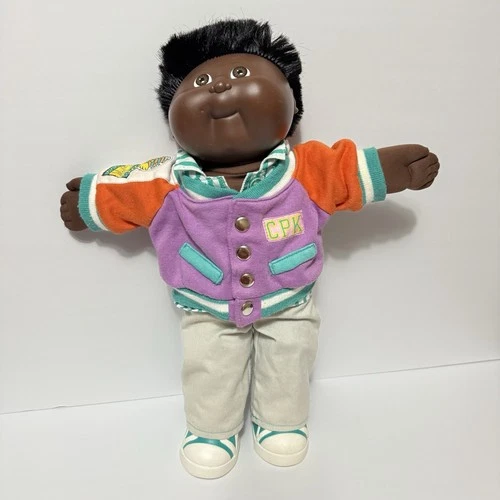 Vintage 1989 Hasbro Cabbage Patch Kids African American Boy Doll With CPK Outfit