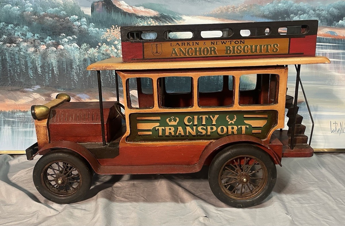 Vintage Large Wooden Double Decker Bus City Transport Display | eBay