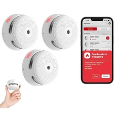 X-Sense 3 Pack Wi-Fi Smoke Alarm Photoelectric Sensor Replaceable Battery