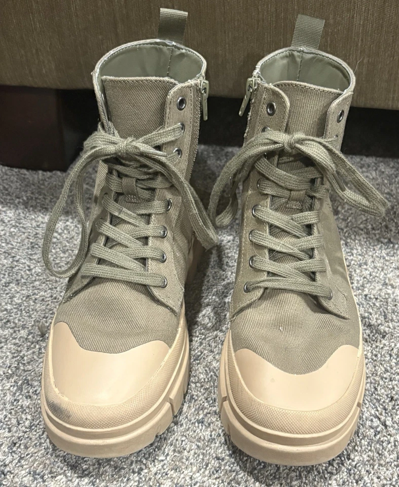 Botines de combate de lona verde oliva Foto 4 de 4