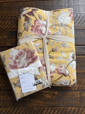 Pottery Barn Ansley Yellow Floral Duvet King/ CK W Euro Sham New! Read