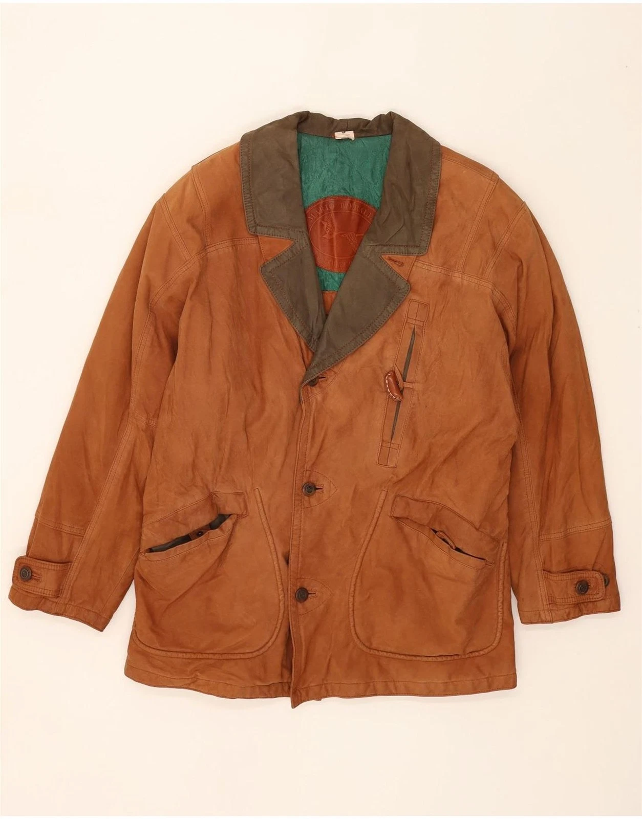 MARIO PIERALLI Mens Leather Jacket IT 50 Large Brown Leather IT01