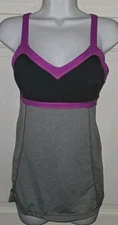 KYODAN gray Nylon Spandex Magenta Pink Straps Yoga Logo Workout Top S