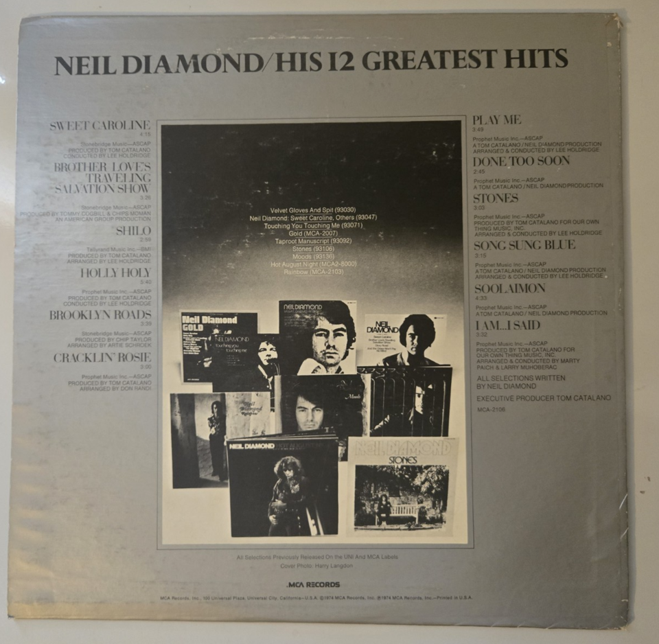 Neil Diamond Box Set Vintage LP Vinyl Record Neil Diamond His 12 Greatest Hits 1974 | eBay