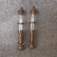 Pair of Vintage Brass GWR Railway Carriage Wall Lights Lantern Candle Lamps