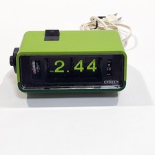 CITIZEN 5RD025 Green Flip Alarm Clock Desk Clock from Japan Retro Vintage 100V