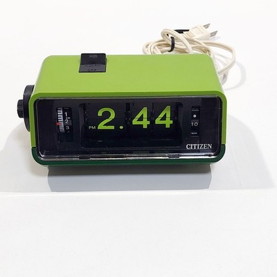 CITIZEN 5RD025 Green Flip Alarm Clock Desk Clock from Japan Retro Vintage 100V