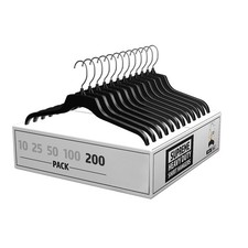 200 Pack Recycled Black Heavy Duty Plastic Shirt Blouse Garment Hangers