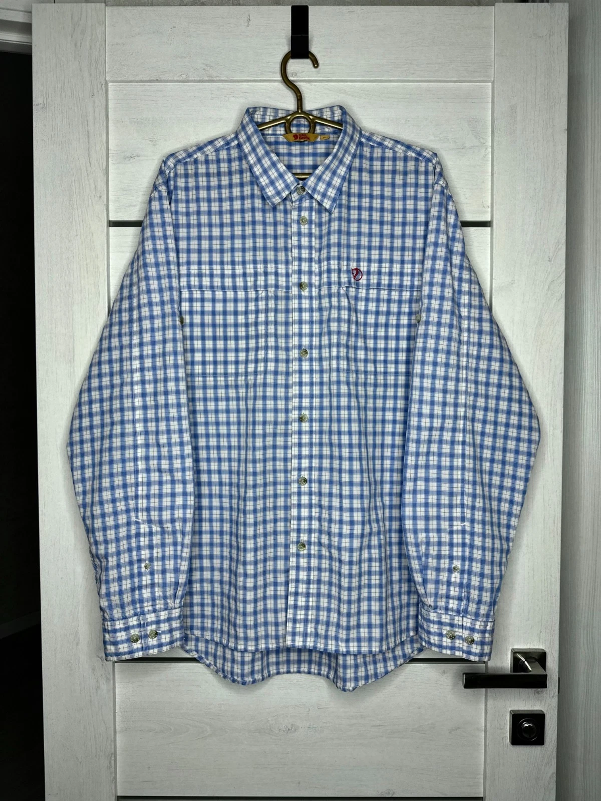 Fjallraven Bjorn Shirt Men's XL Blue Plaid Long Sleeve Hiking Outdoor Trekking