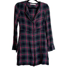 Zara Trafaluc Plaid Tartan Mini Dress Women XS Checkered Dark Academia