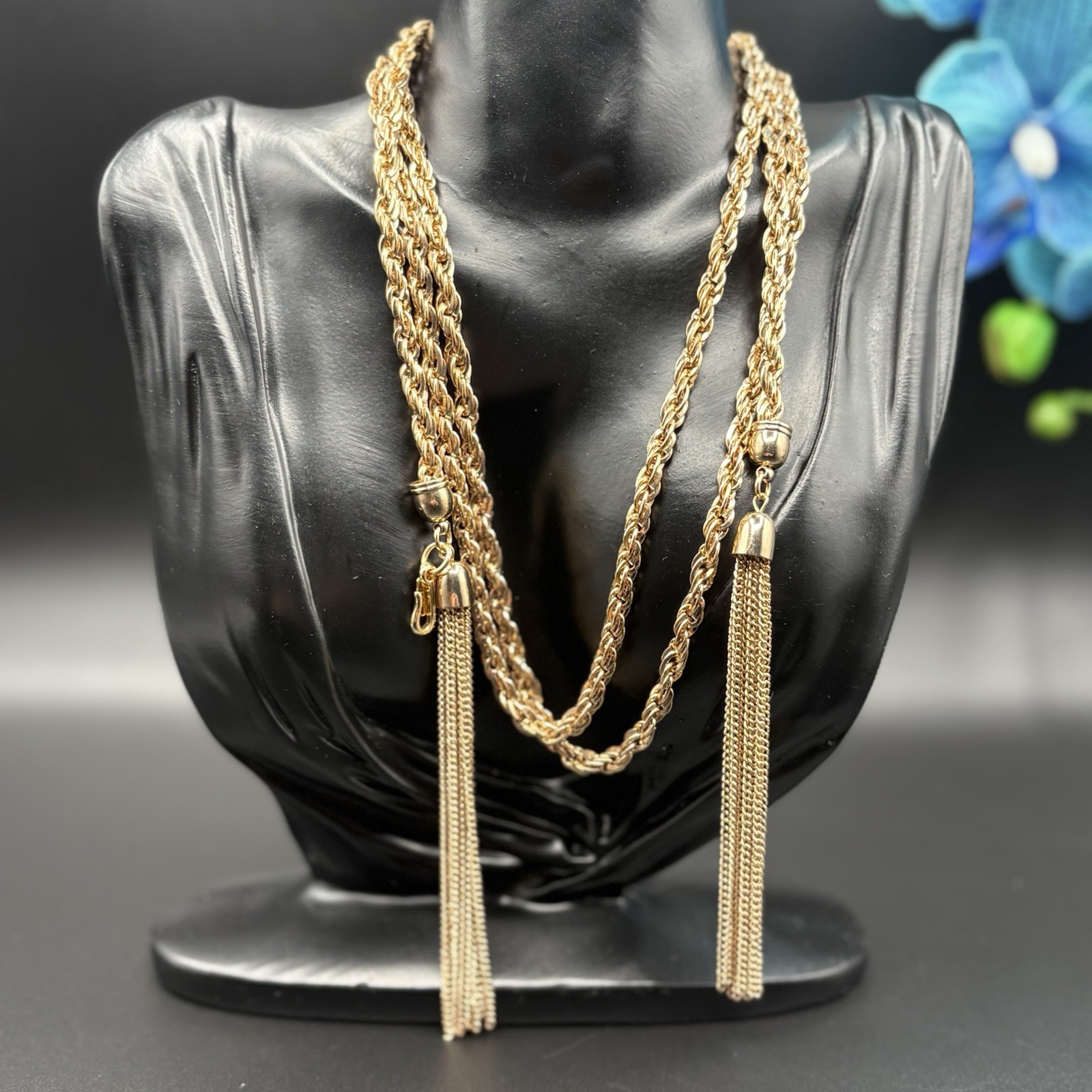 Kenneth Jay Lane Opulent Lariat Tassel Necklace 5… - image 1