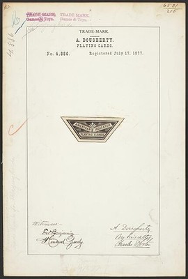 American Indicator Playing Cards Trade Mark A Dougherty 1877 Trademark Print