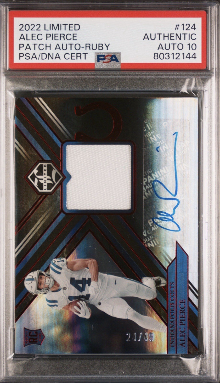 Alec Pierce Panini Limited #124 Patch Autograph-Ruby