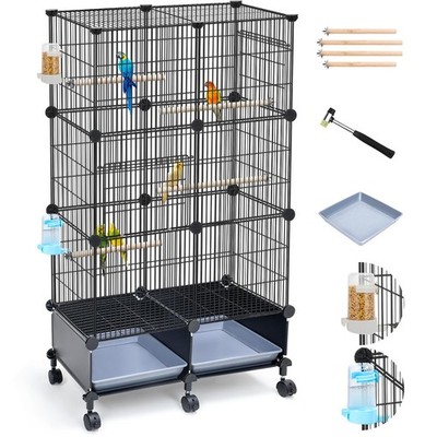 Upgraded Encrypted 46-Inch Bird Cage, with Wooden Perches, Metal Parakeet Cag...