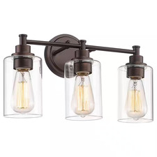 17.25 In. 3-Light Oil Rubbed Bronze Vanity Light with Clear Glass Shade