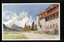 Künstler-AK Edward Harrison Compton: Klais /Oberbayern, Schloss Elmau, Südseite 