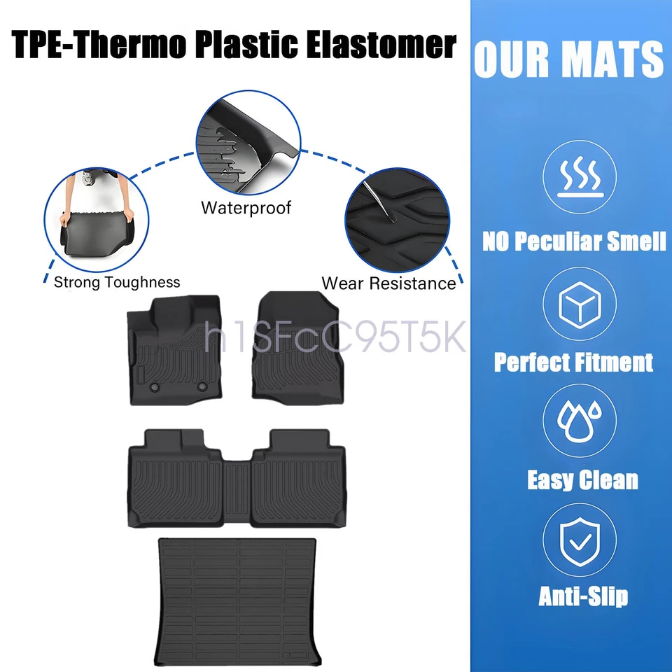 For 2012-2017 Chevrolet Equinox / GMC Terrain TPE Floor Mats Trunk Cargo Liner - Image 3 of 4