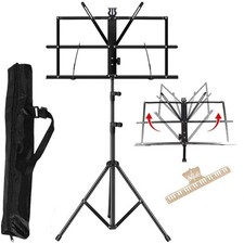 ENNBOM 2-in- 1 Music Stand Portable Folding Sheet Music Stand Adjustable Musi...