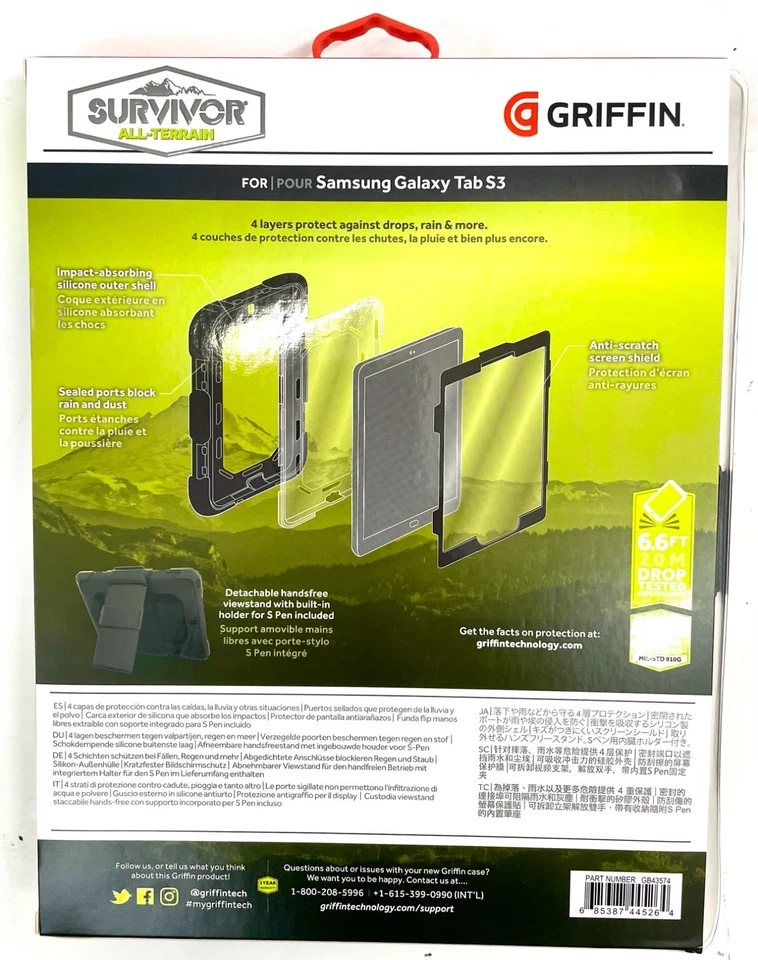 Griffin Survivor All Terrain Case Cover for  SAMSUNG TAB S3 - (black) - Image 2 of 4
