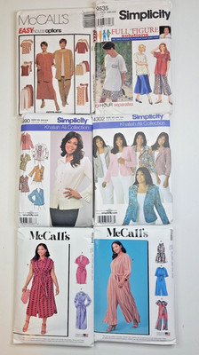 Lot of 6 Simplicity McCalls Plus Size Sewing Patterns Size 26W-32W ALL UNCUT