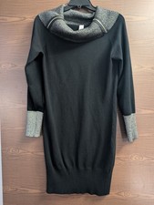 SIZE L NOBO Black Metallic Long Sleeve Sweater Dress INVPV4084