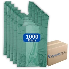 Easy Open - 1000 Bags- Colored Unprinted HDPE T-Shirt Bags - 1/6 BBL 11.5"X6"...