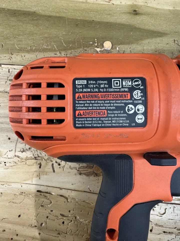 Black And Decker Corded Drill Model Dr260 3/8" (10mm) Good Condition. NO BOX - Image 3 of 4