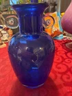 blenko glass vase blue