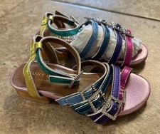 Size 7 KURT GEIGER Girls Mini Pierra Rainbow Stiletto Strappy Sandals NEW