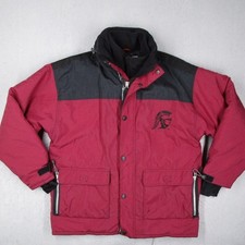Vintage Champion USC Trojans Jacket Mens Large Red Black Puffer Quilted Lined