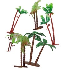 Vintage Plastic Trees For Toy Set Of 6 READ Various Sizes And Yes