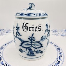 Altes antikes Zwiebelmuster Porzellan kleine Vorratdose Griesdose mit Deckel