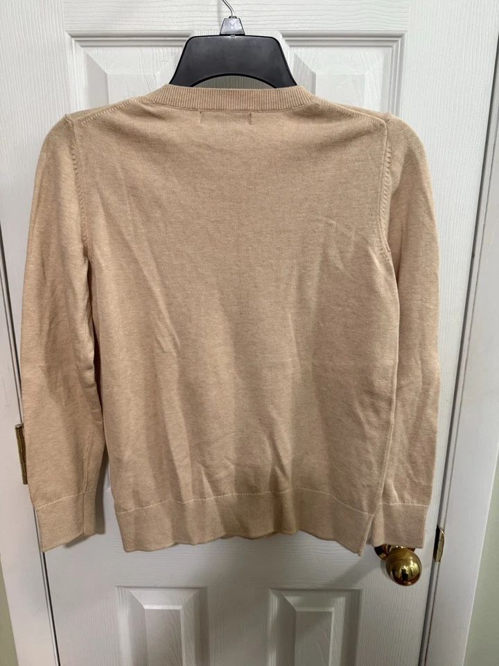 Suéter Banana Republic Piel Zorro Beige Tostado Marrón Cuello Redondo Manga Larga Talla S Foto 4 de 4