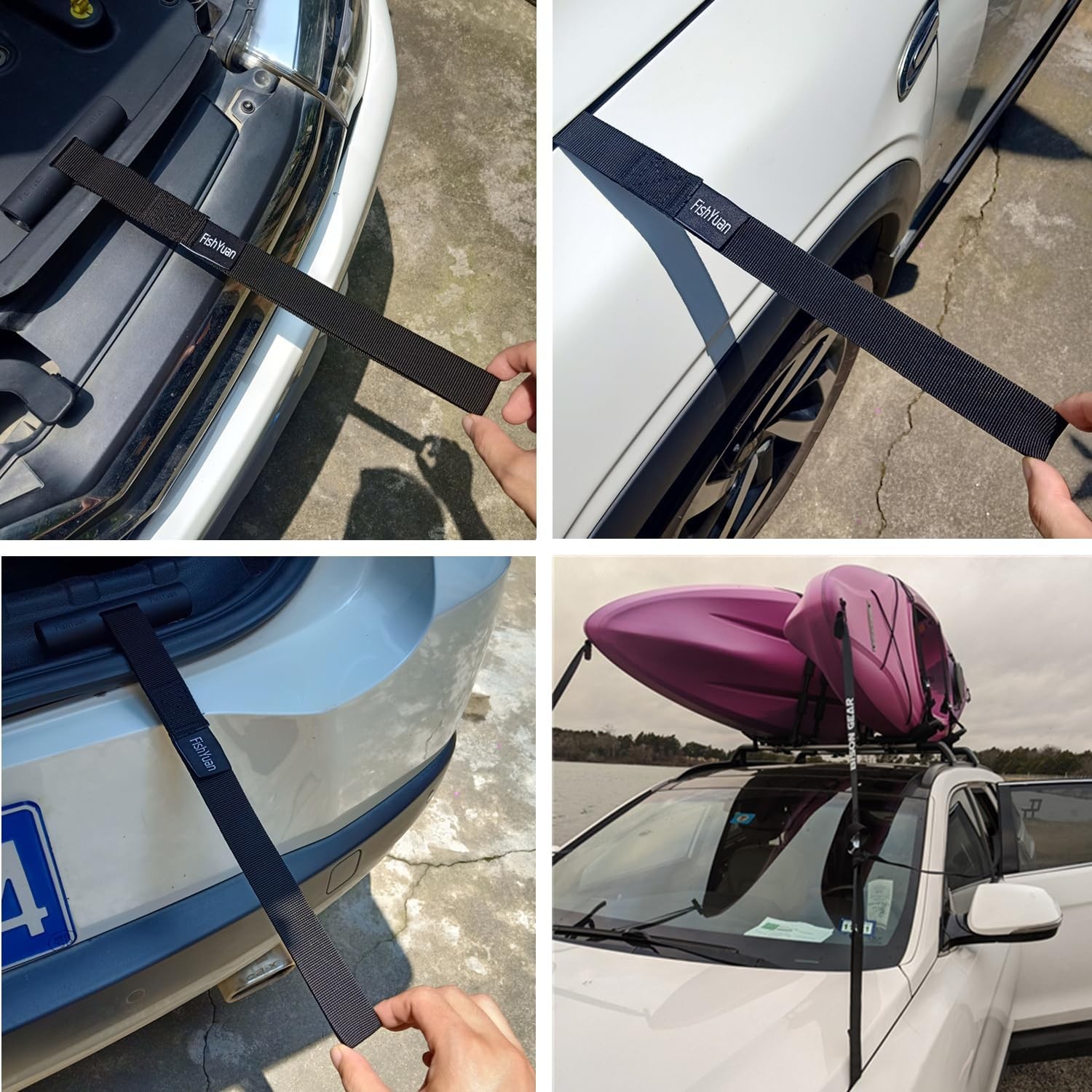 Quick Loops - Fast Kayak and Canoe Tie Down Anchor Straps for Car Hoods and T...
