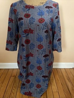 Seasalt Cornwall Drift Away Tunic Dress Floral Needlecord Grey Sz 10UK, 6US-xclt