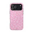 Pink Bow Pattern Impact-Resistant iPhone Case | MagSafe