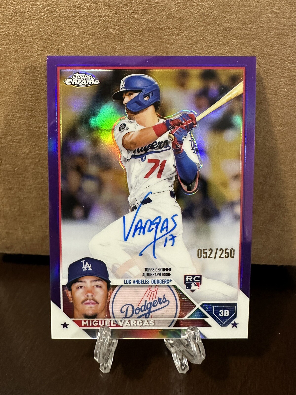 2023 Topps Chrome #RA-MVA Miguel Vargas Purple RC Refractor Auto /250 Dodgers