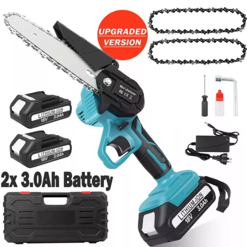 6'' Mini Akku Kettensäge mit 2x 3.0Ah Akku Motorsäge Einhandsäge Für Makita 18V