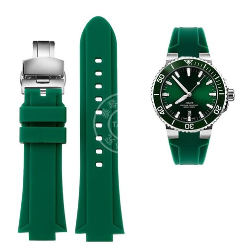 Bracelet de montre en caoutchouc silicone coloré bracelet convexe broche boucle fermoir acier hommes - Photo 27/34