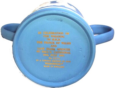 WEDGWOOD BLUE JASPERWARE LOVING CUP CHARLES AND DIANA