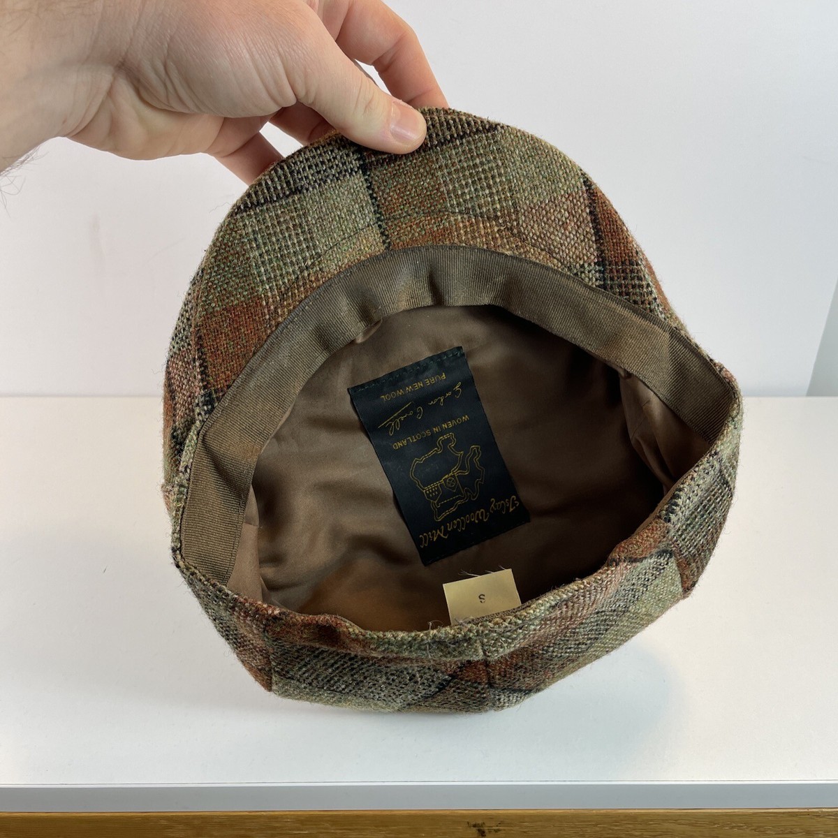 ●MILLO ARCHIVE● Isoline Flat Cap Deep Navy ML509DNA Vintage Islay Woolen Mill Hat S Small Wool Plaid Flat Cap