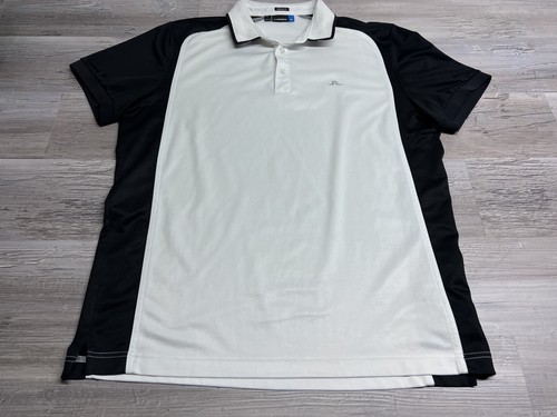 J Lindberg Regular Fit Performance Polo Shirt Sz XL White Logo Short Sleeve Golf - 第 1/6 張圖片