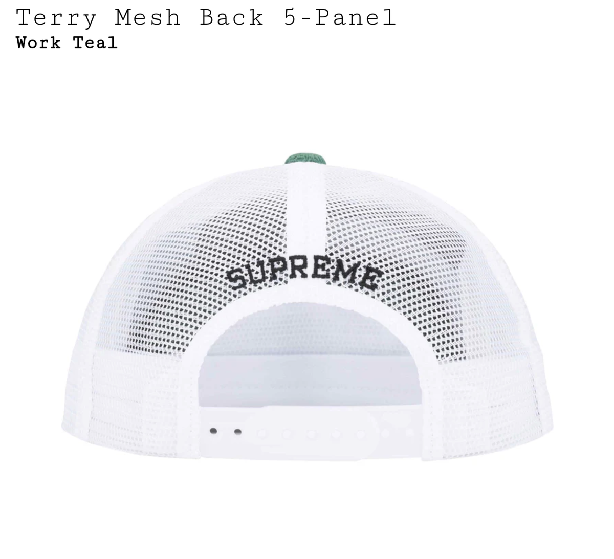 【2024SS】Supreme Terry Mesh 5-Panel Supreme Terry Mesh Back 5-Panel | eBay