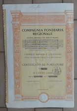 COMPAGNIA FONDIARIA REGIONALE CERTIFICATO AZIONARIO TITOLO 100 AZIONI 1928