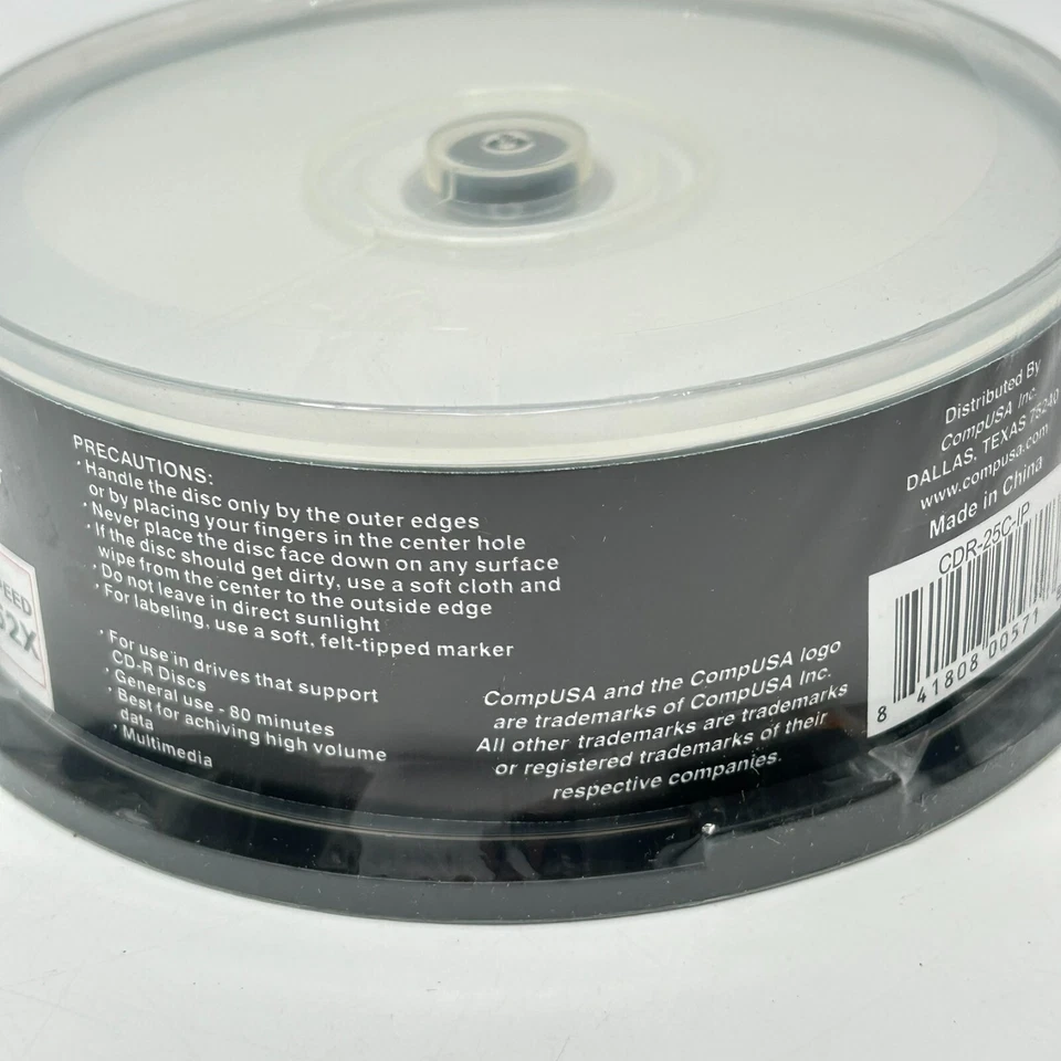 CompUSA Printable CD-R Recordable Discs 52X 80 Minutes 700MB 25 Pack NEW Sealed - Image 3 of 4