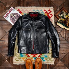 Italian Teacore Horsehide Classic J100 Men's Stand Collar Biker Leather Jacket