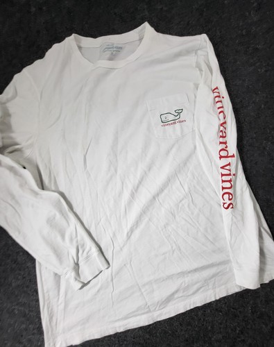 Camiseta Vineyard Vines Para Hombre Grande Vacaciones Traviesa O Bonita Mangas Largas Blanca - Imagen 3 de 9