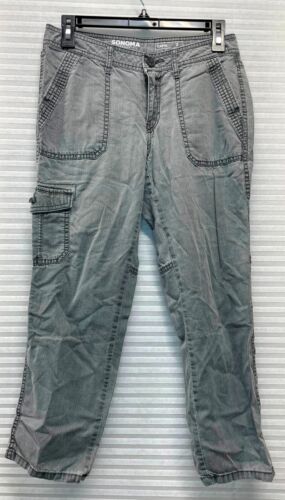 Sonoma Women’s Capri Cargo Pants | Gray Comfort Pockets | Size 2