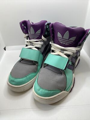 Mens Adidas Streetball 1.5 G99873 Basketball Leather Grey/Mint/Purple Size 9